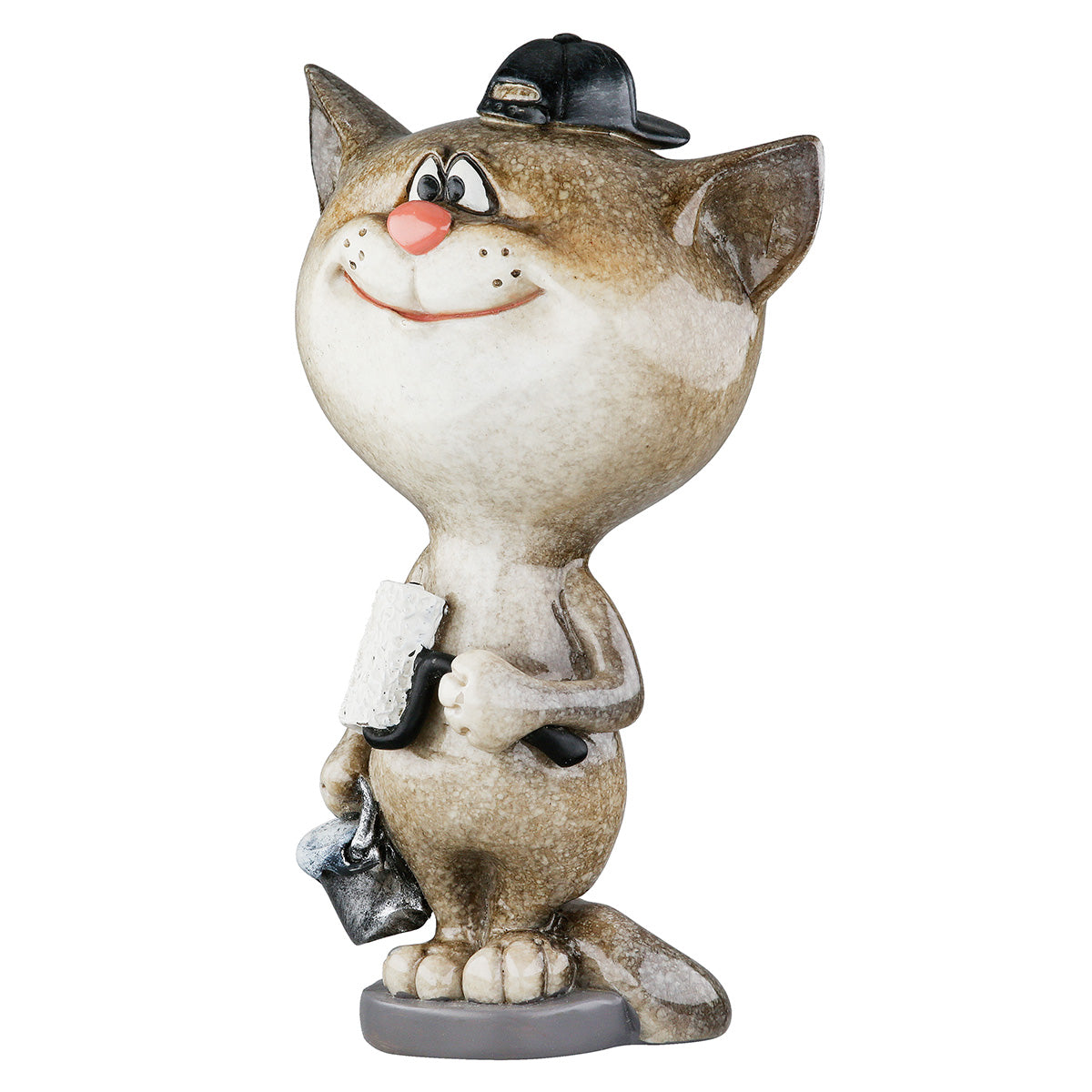 Dekofigur PaintCat Katze Maler Grau Weiß Poly 13cm