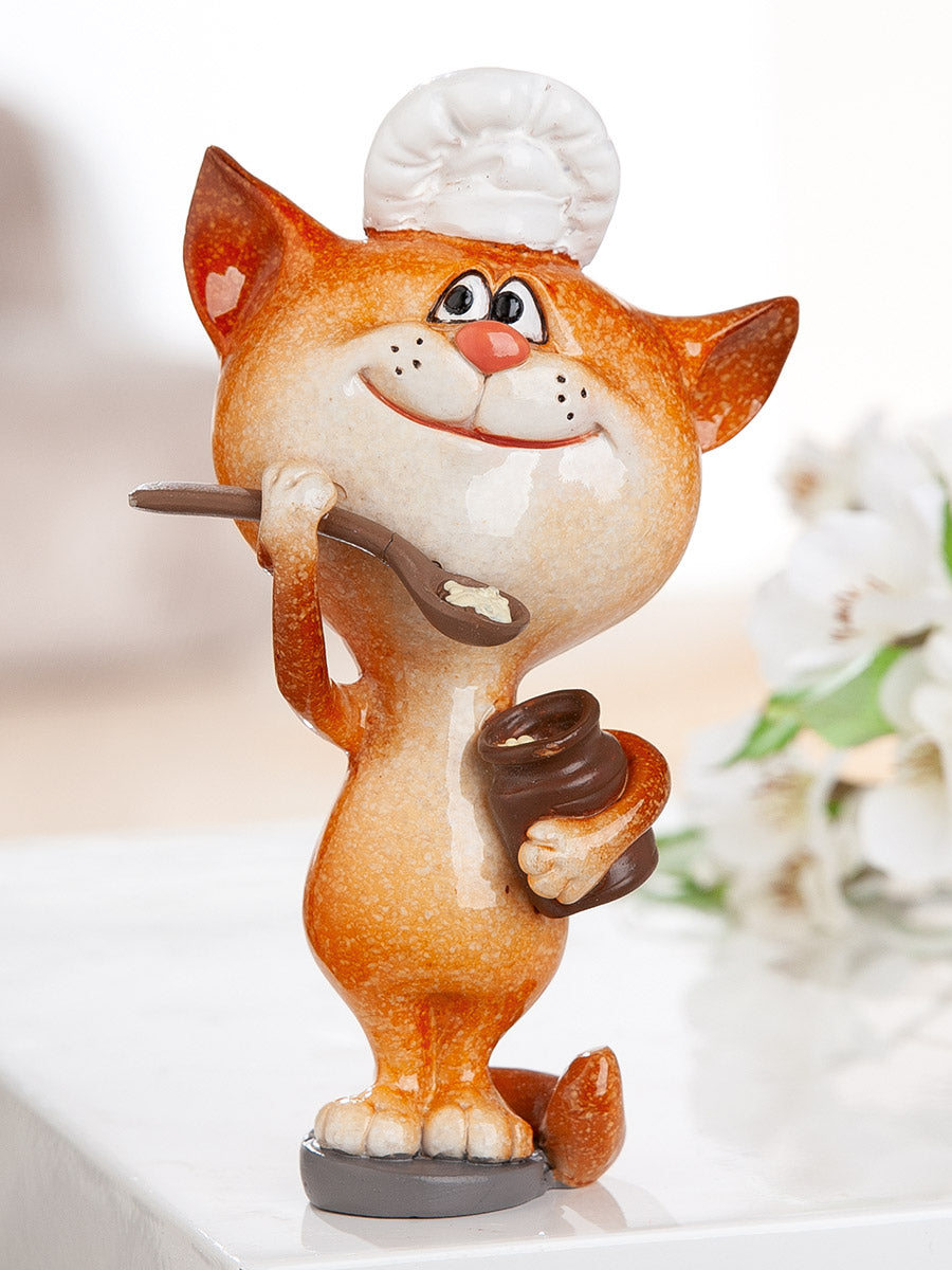 Dekofigur ChefCat Katze Koch Orange Weiß Poly 13cm