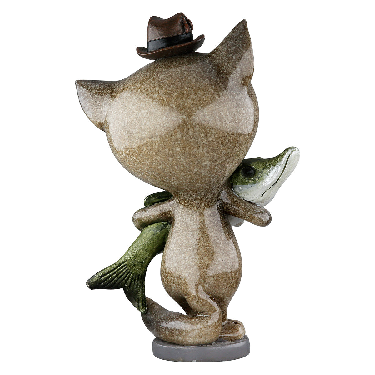 Dekofigur FishyCat Katze Angler Grau Grün Poly 13cm