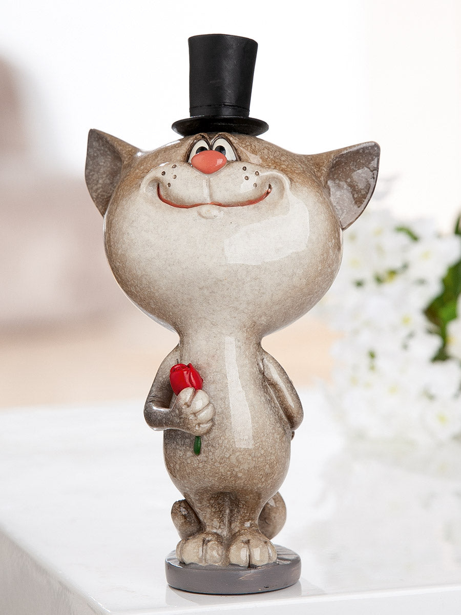 Dekofigur GentleCat Katze Gentleman Grau Schwarz Poly 13cm