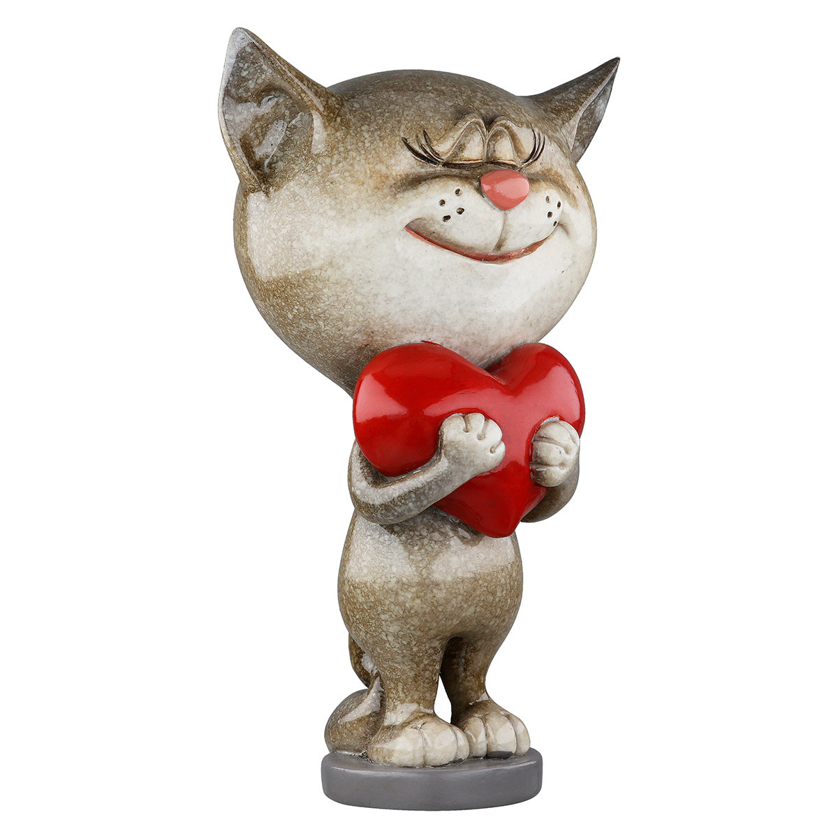 Dekofigur LoveKitty Katze Herz Grau Rot Poly 13cm