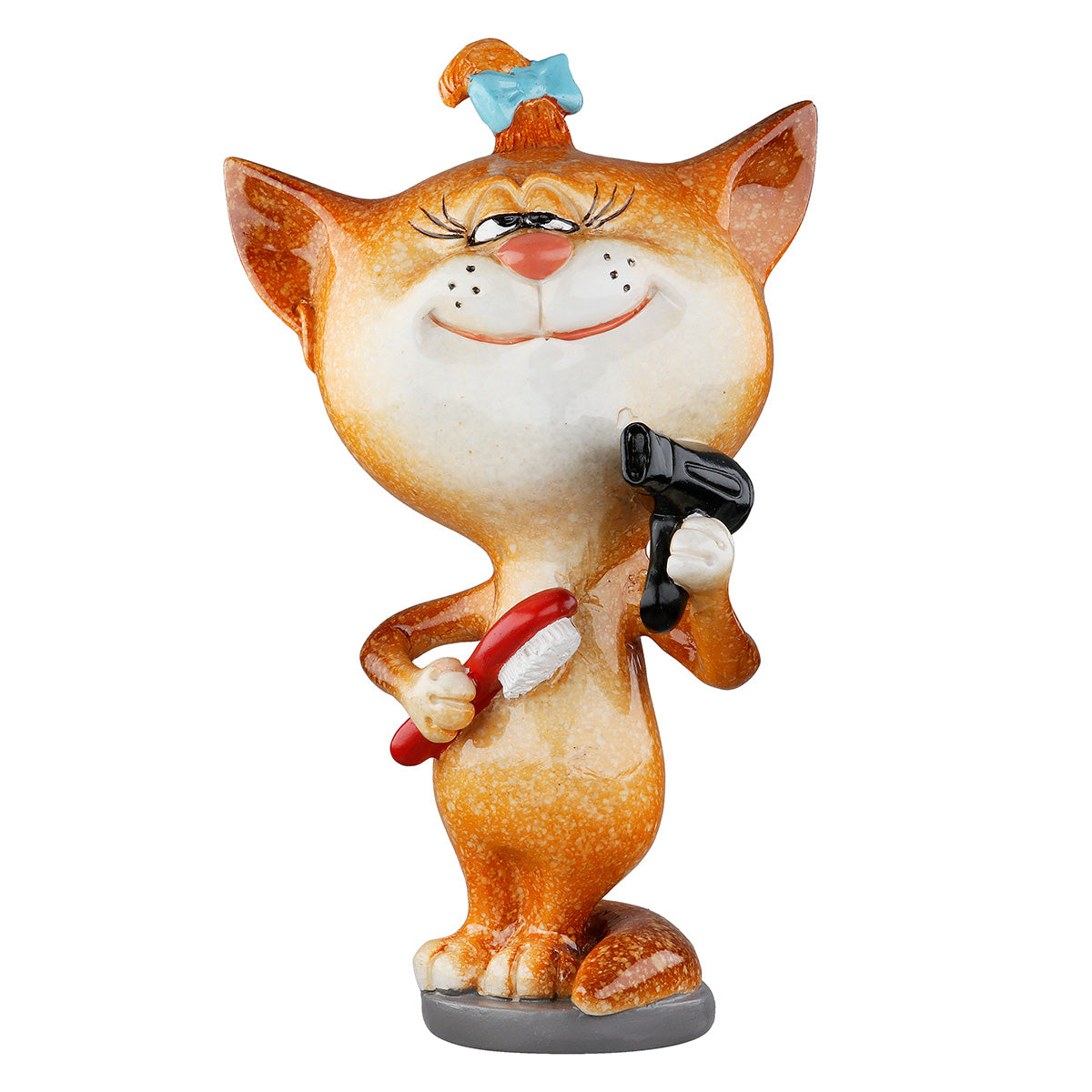 Dekofigur StyleCat Katze Friseurin Grau Schwarz Poly 13cm