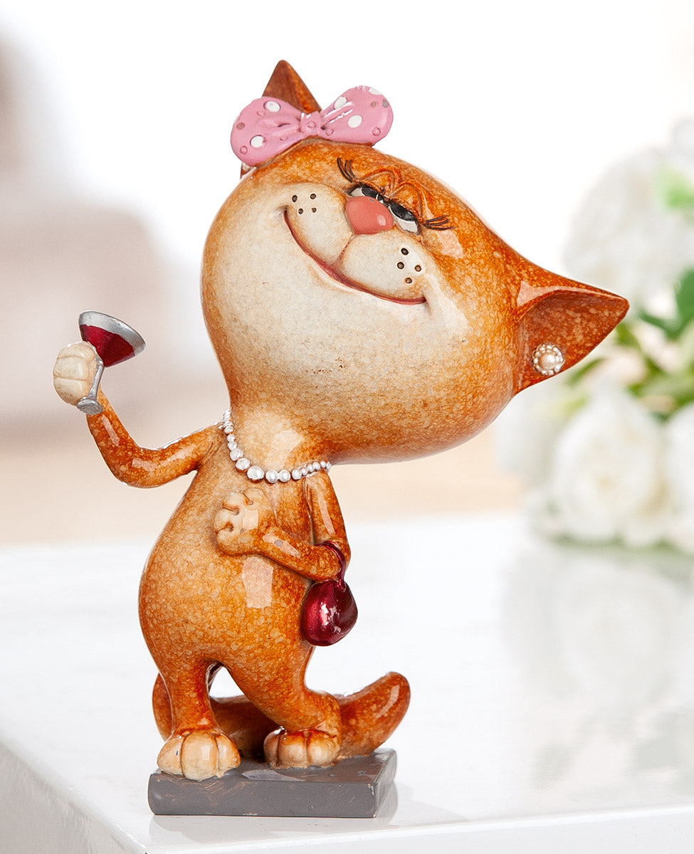 Dekofigur DivaCat Katze Lady Grau Weiß Poly 13cm