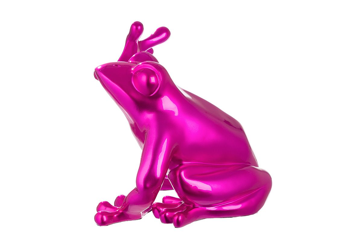 Kunstharzfigur 'Frosch' in Pink – Großformatige Skulptur