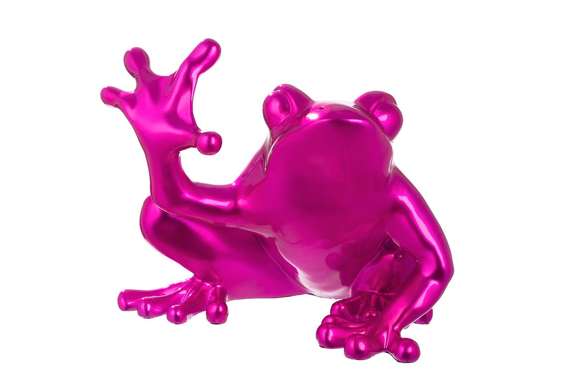 Kunstharzfigur 'Frosch' in Pink – Großformatige Skulptur