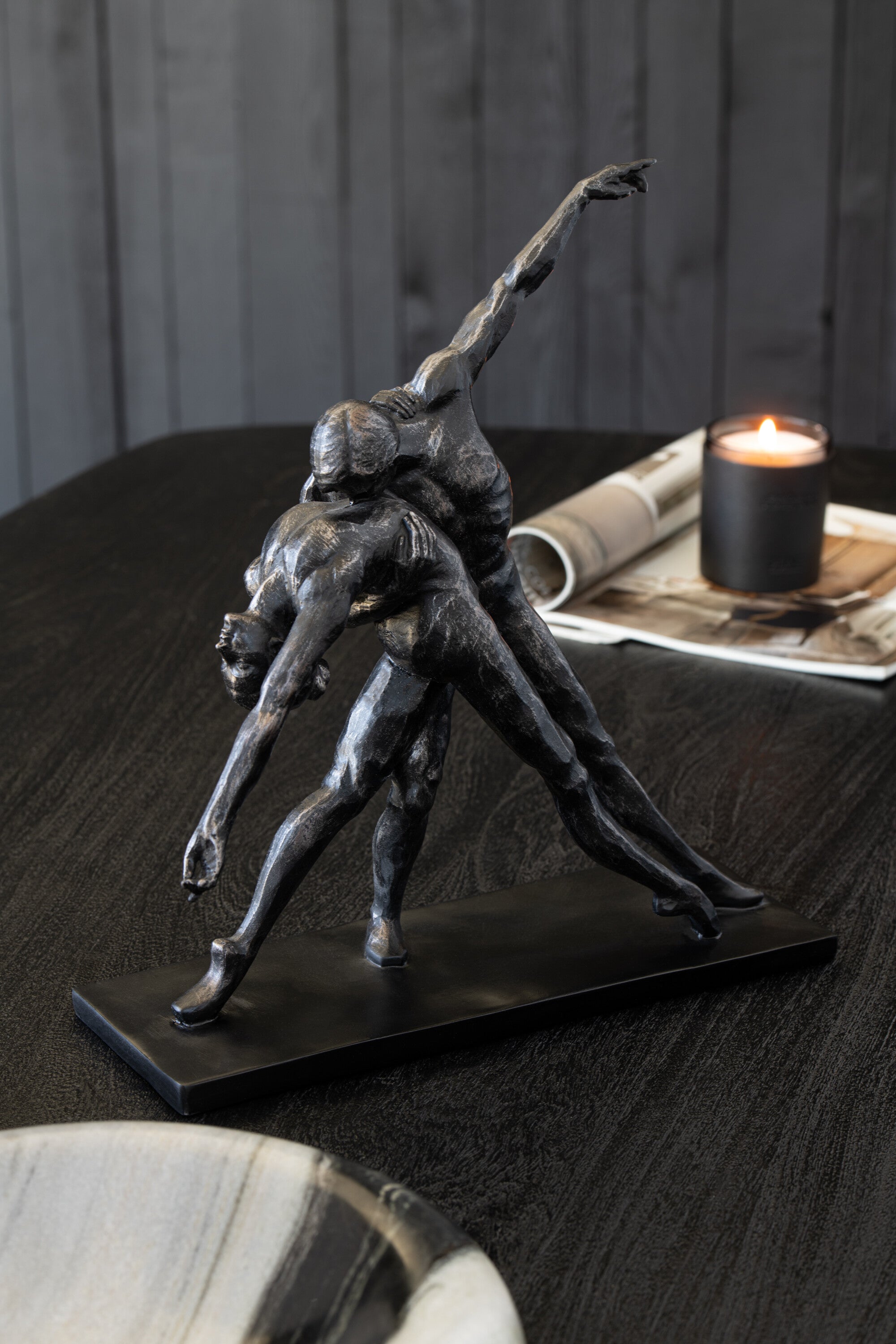 Skulptur Tanzendes Paar Schwarz 38 cm