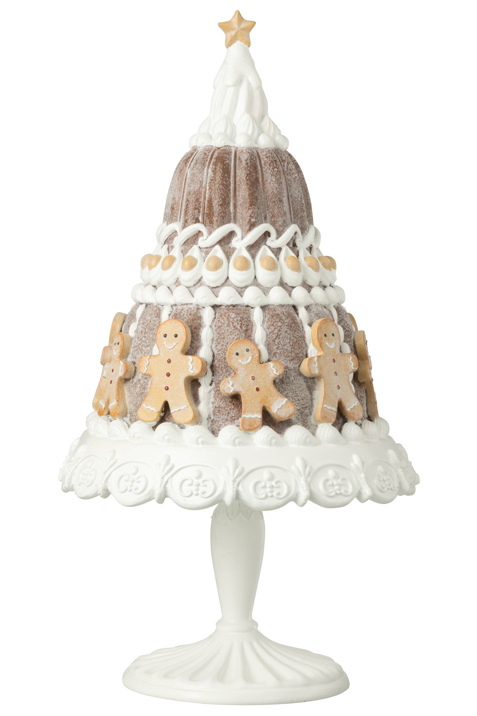 Lebkuchenkuchen Dekofigur GingerCake 52cm Beige Weiß Weihnachten
