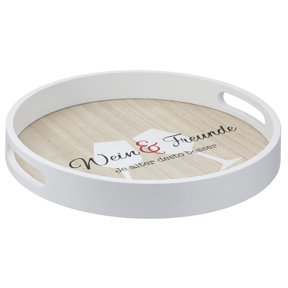 Weinfest Tablett-Set - Rund - 2-teilig - Mit Spruch