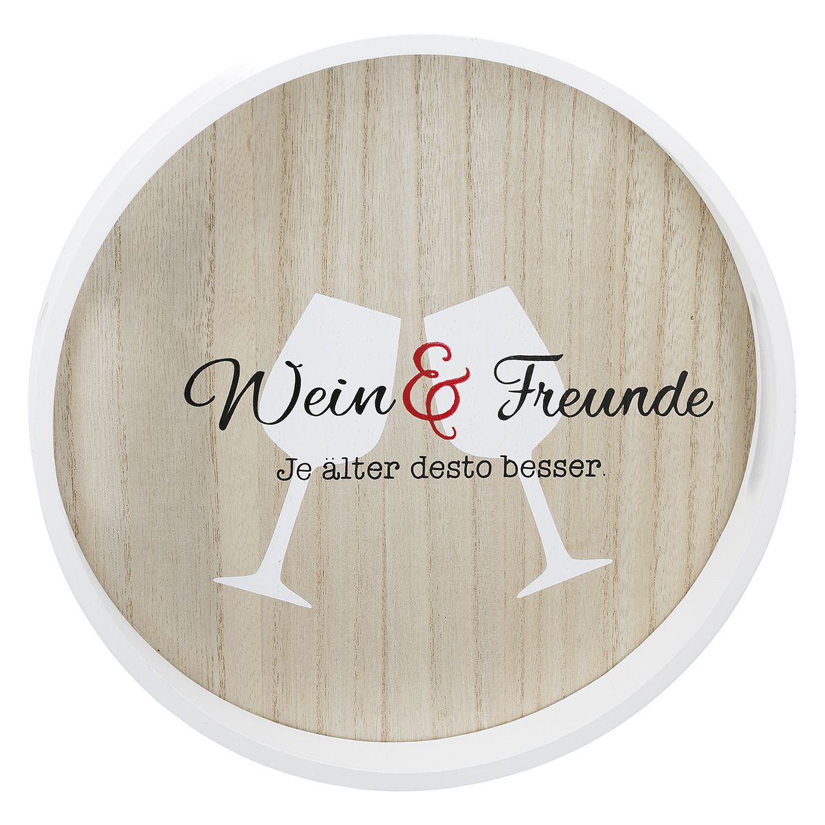 Weinfest Tablett-Set - Rund - 2-teilig - Mit Spruch