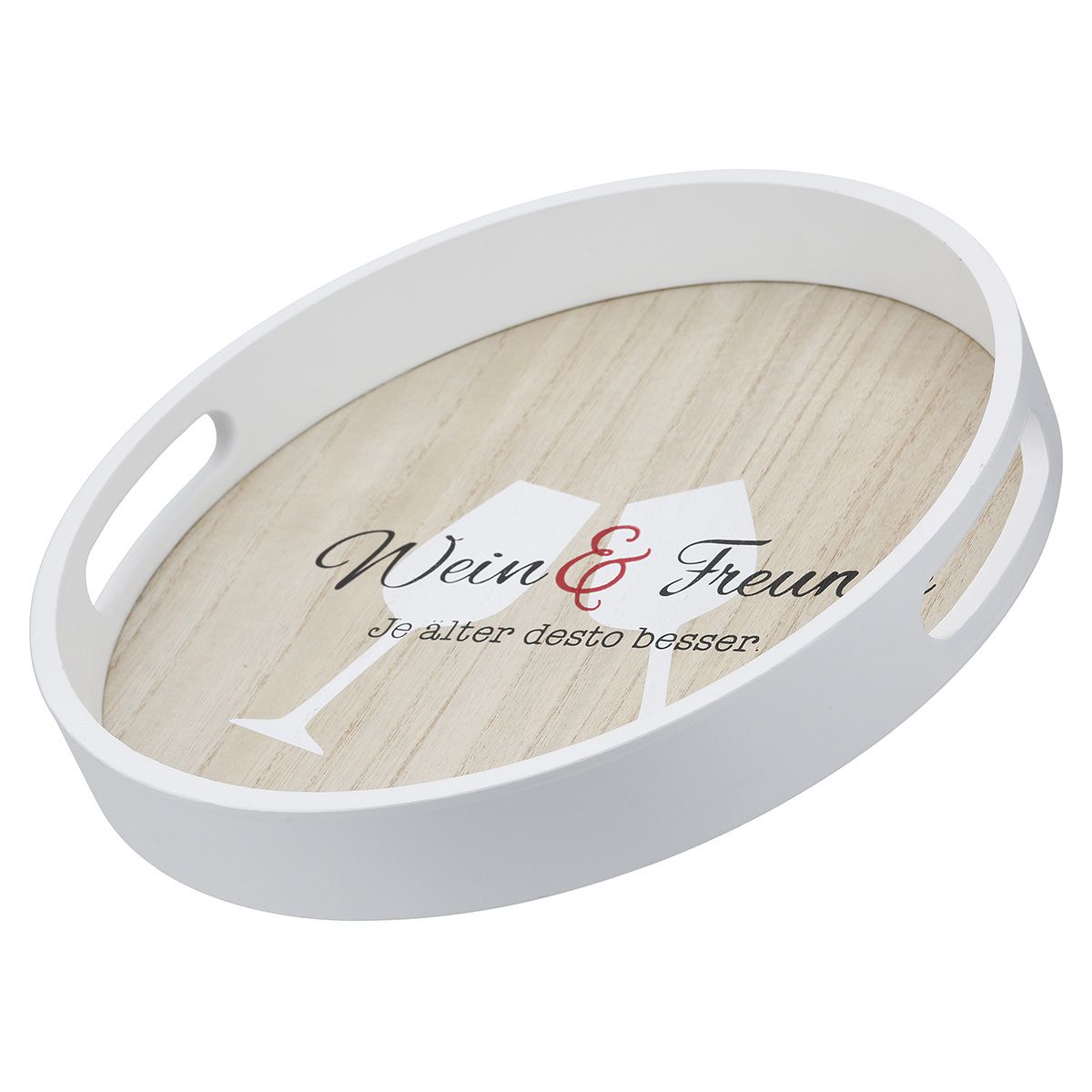 Weinfest Tablett-Set - Rund - 2-teilig - Mit Spruch