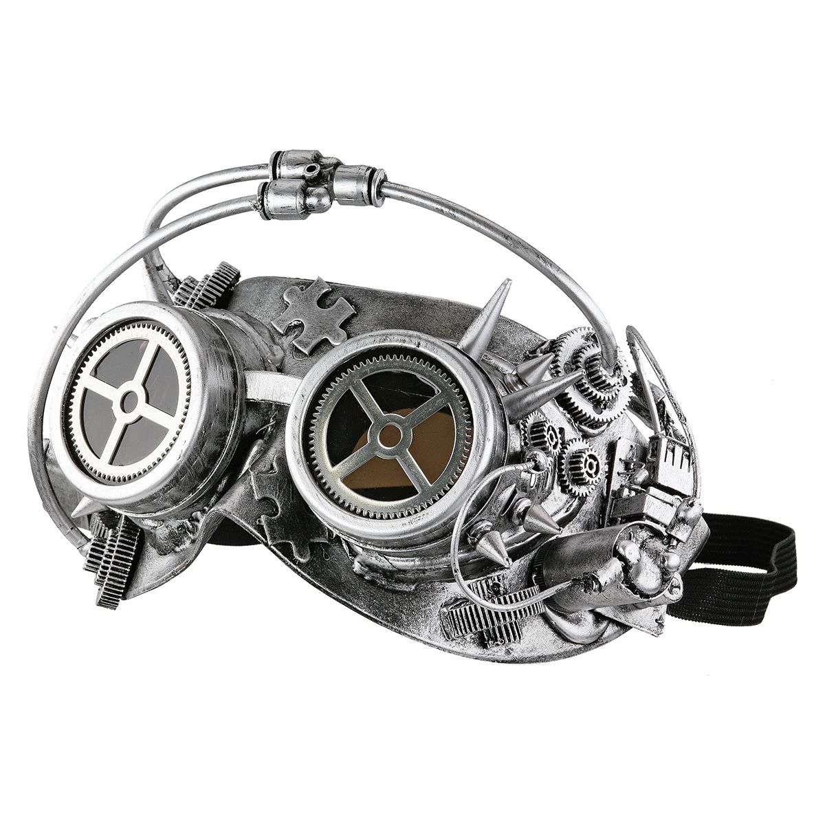 Steampunk Maske Silberfarben mit Aufhängung