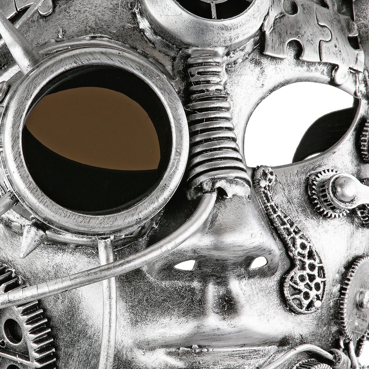 Steampunk Maske Silberfarben mit Zahnrädern und Gummiband