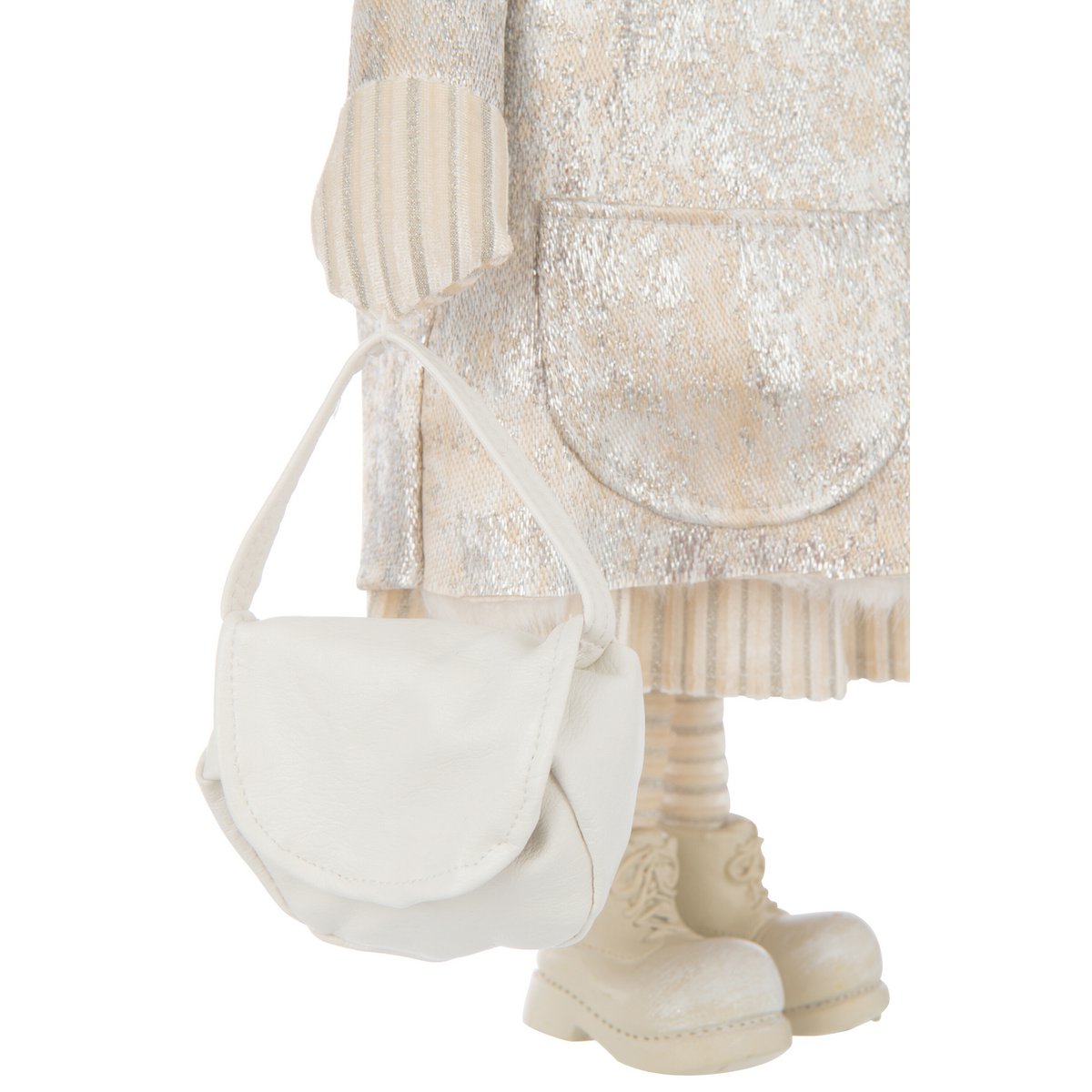 Dekofigur Mädchen Tasche Winterlook Weiß