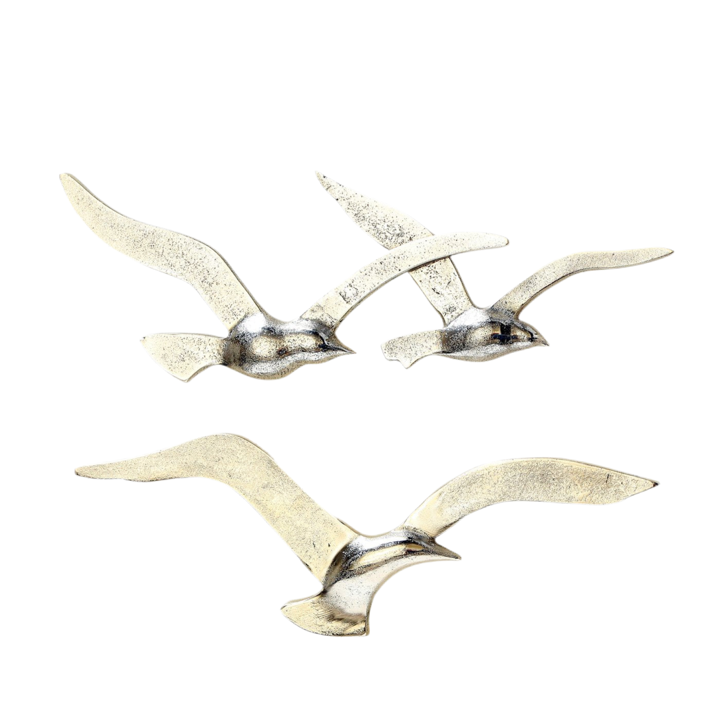 Silbernes Wandobjekt Vogel Set aus Aluminium - 2-teilig Maritim Dekoration