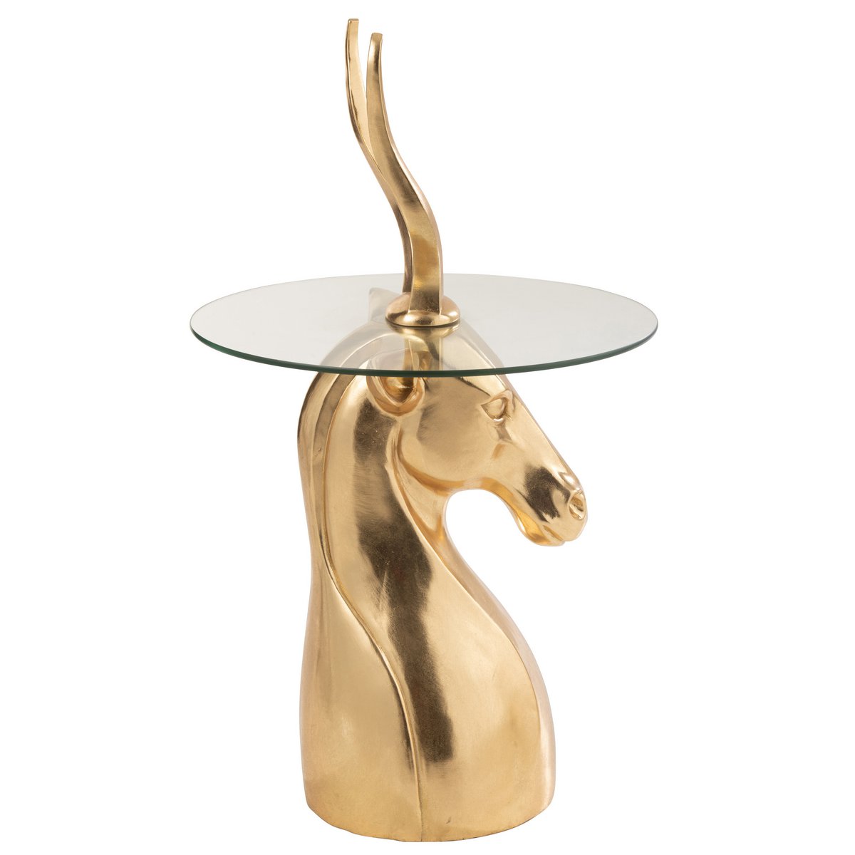 Beistelltisch Antilope Polyresin Glas Gold 83 cm