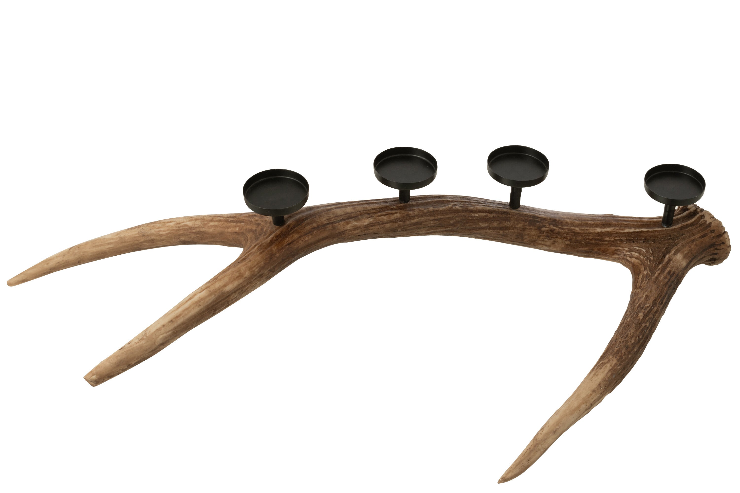 Adventsleuchter Hirschgeweih Optik Polyresin Braun