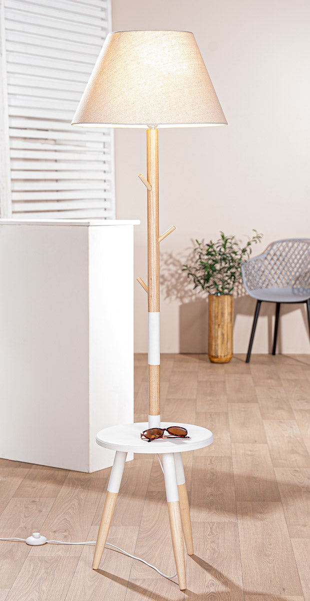 Haderup Stehleuchte mit Tisch und Haken Holz Naturfarben 159cm
