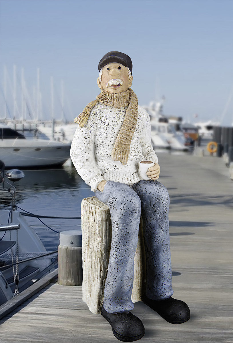 Dekofigur Seemann Sigvard Poly Holzoptik Handarbeit 24cm