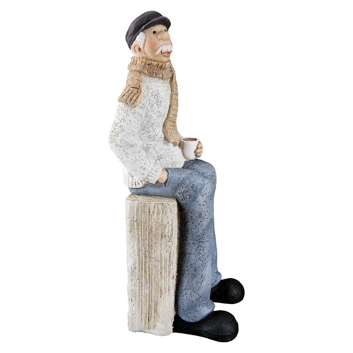 Dekofigur Seemann Sigvard Poly Holzoptik Handarbeit 24cm