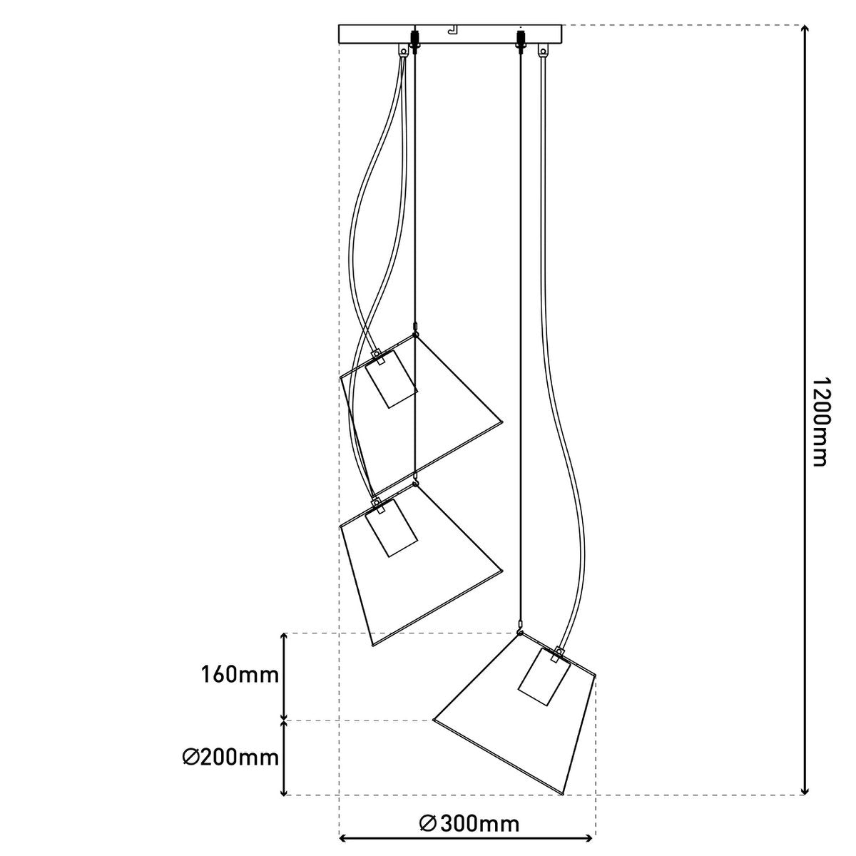 3er Pendelleuchte "KORIE" Pendellampe aus Metall in Schwarz, mit E27-Fassungen, Ø30cm, für Wohnbereich und Büro.