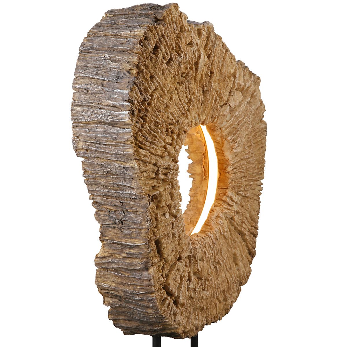 LED Tischleuchte Wood Art Braun Rund mit Dimmer 45 cm