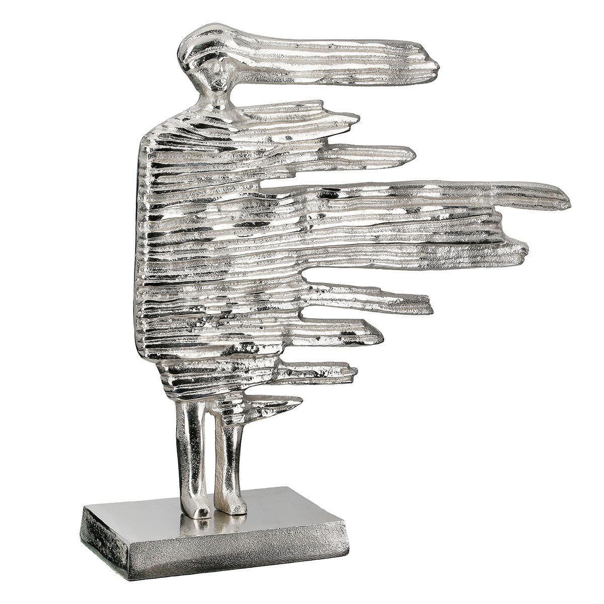 Skulptur Verwehung Silber Fraumotiv Aluminium modern