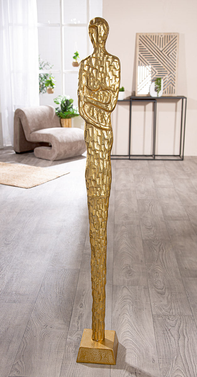 Skulptur Salvina Gold Frau Figur aus Aluminium Höhe 138cm