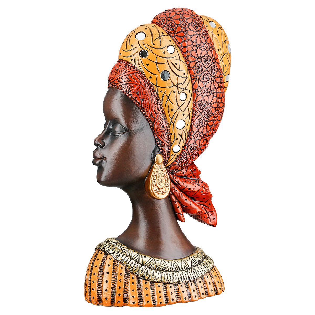 Dekofigur Nosta afrikanische Frau Büste orange braun Kunstharz