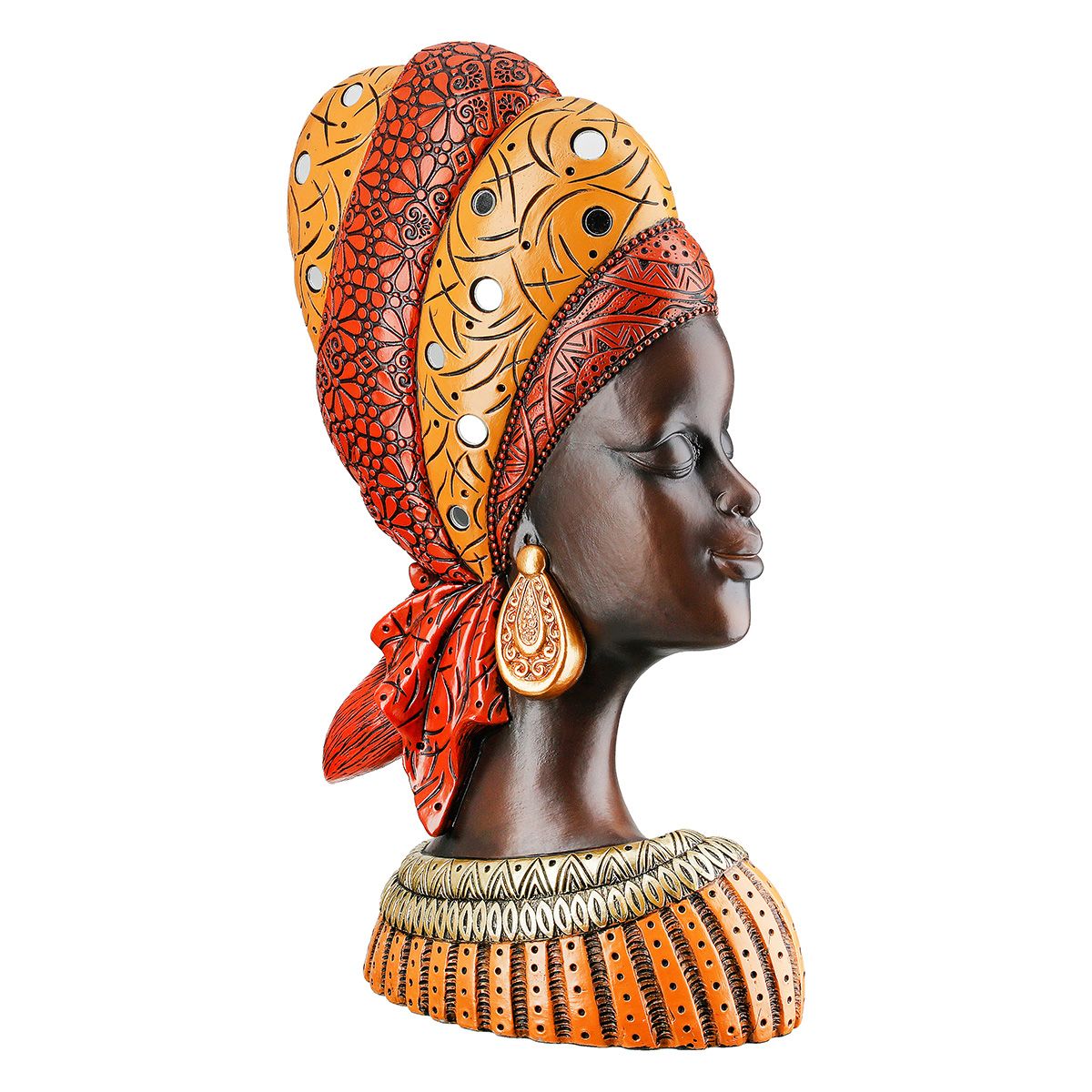Dekofigur Nosta afrikanische Frau Büste orange braun Kunstharz