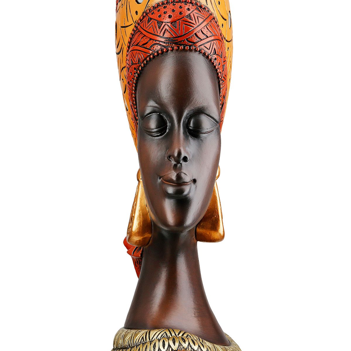 Dekofigur Nosta afrikanische Frau Büste orange braun Kunstharz