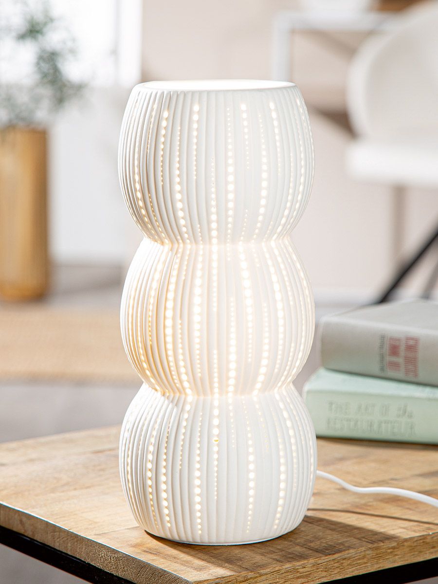 Tischleuchte Falco Weiß Porzellan Rund 28 cm