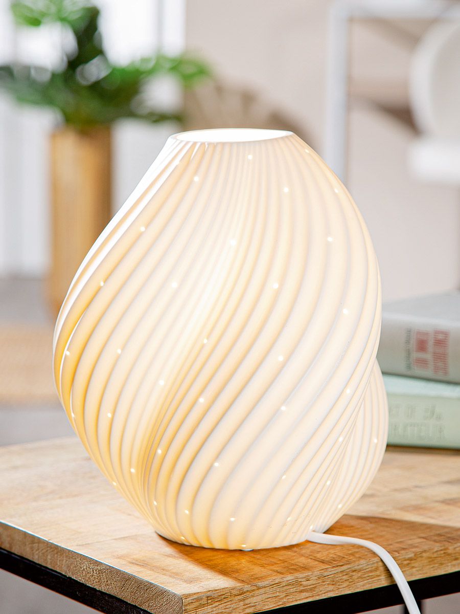 Tischlampe Swing Porzellan Weiß 23cm