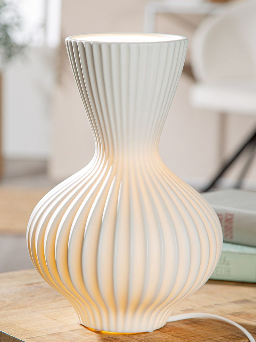 Tischlampe Greta Porzellan Weiß 30cm Vase Design