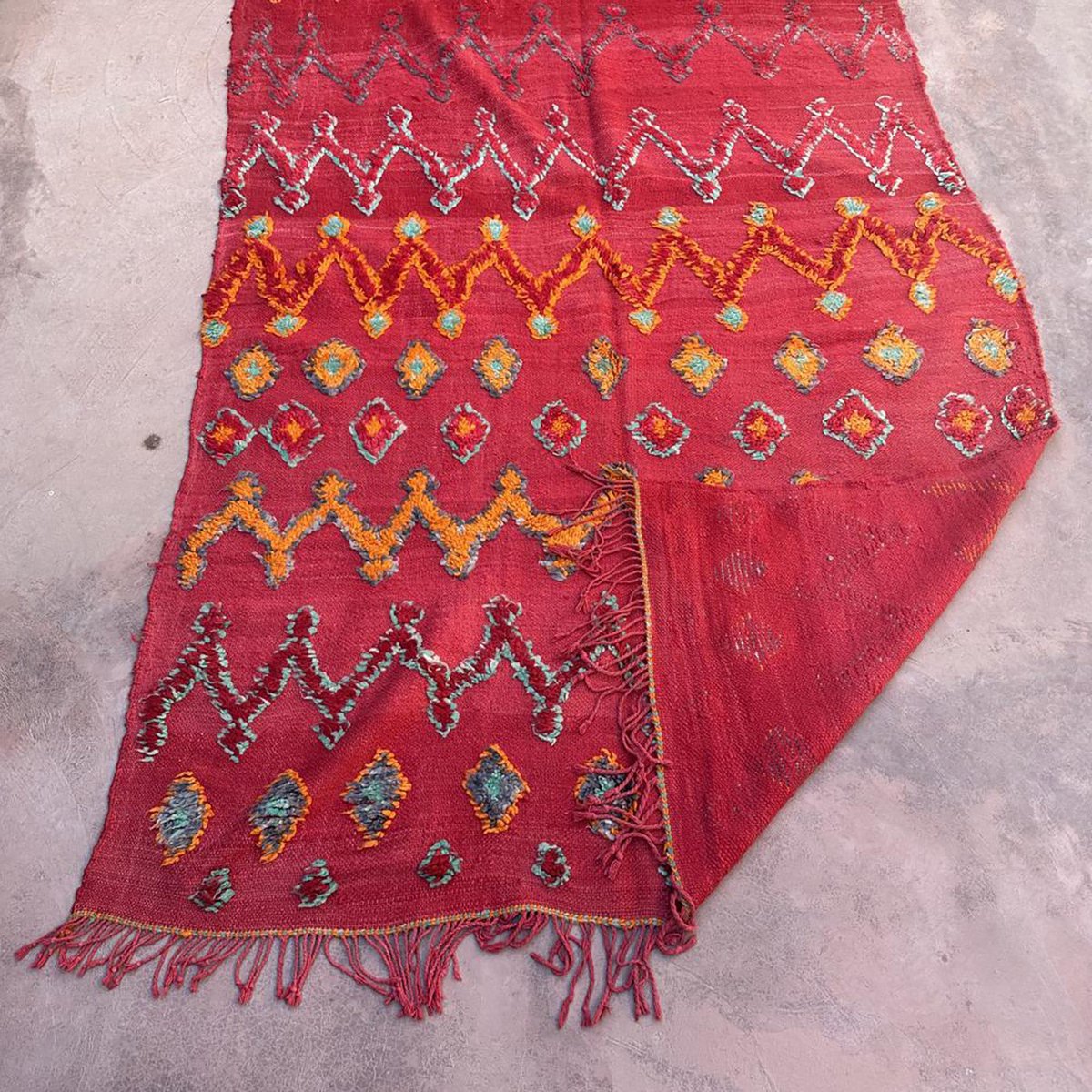 Marokkaanse Berber Kelim-vloerkleed van zuivere wol, 163 x 405 cm