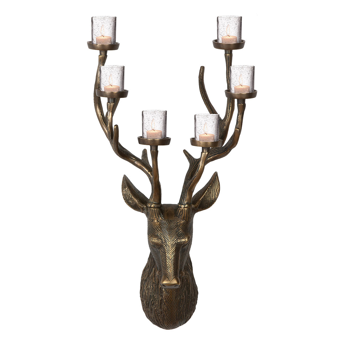 Teelichthalter Leuchthirsch Bronze Wanddeko Aluminium