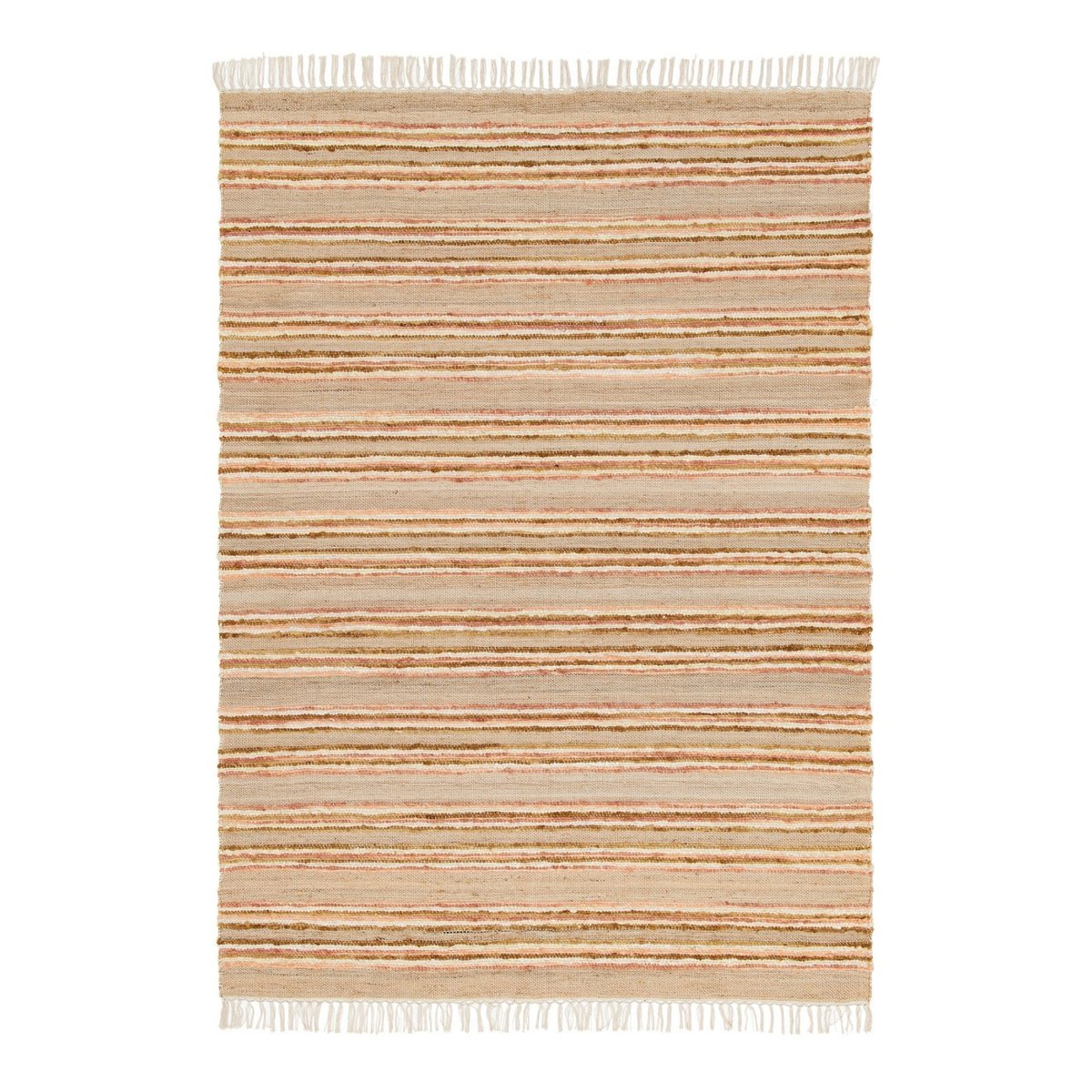 Handgefertigter Woll -Wollteppich und Jute Raj