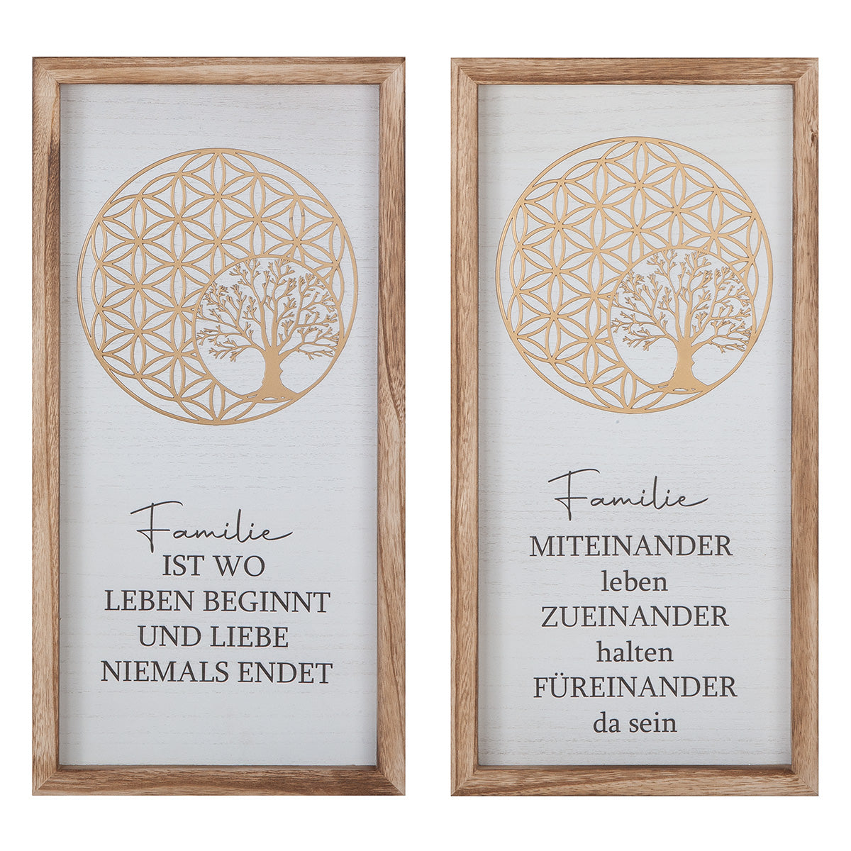 Golden Tree Family Wandbild Set Lebensblume Familie 2er Set 60x30 cm