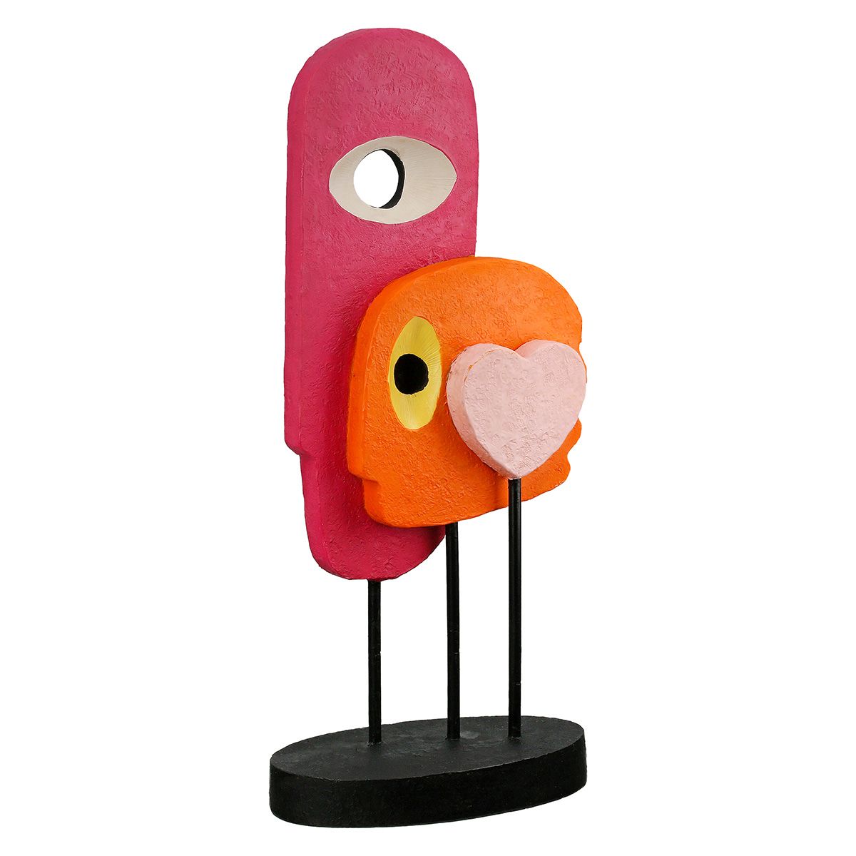 Abstrakte Skulptur im Herzen-Design – Gelb, Orange und Pink