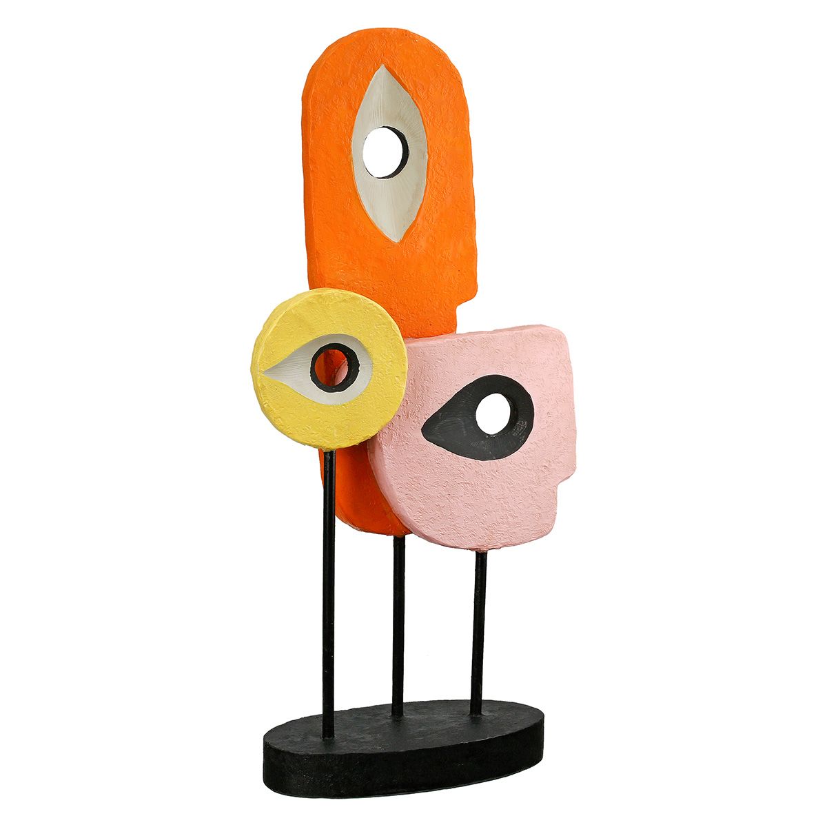 Abstrakte Skulptur im Herzen-Design – Gelb, Orange und Pink