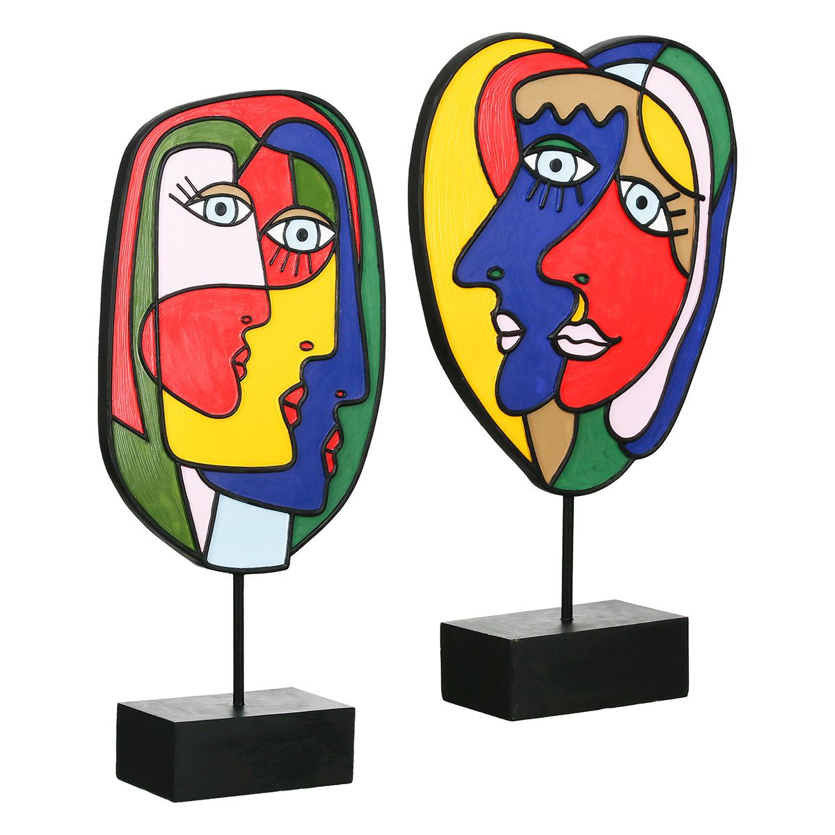 Skulptur Faces of Art – Bunte Gesichter Deko im modernen Stil 2er Set
