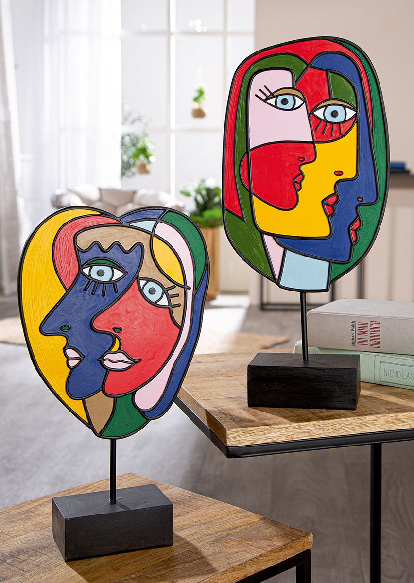 Skulptur Faces of Art – Bunte Gesichter Deko im modernen Stil 2er Set
