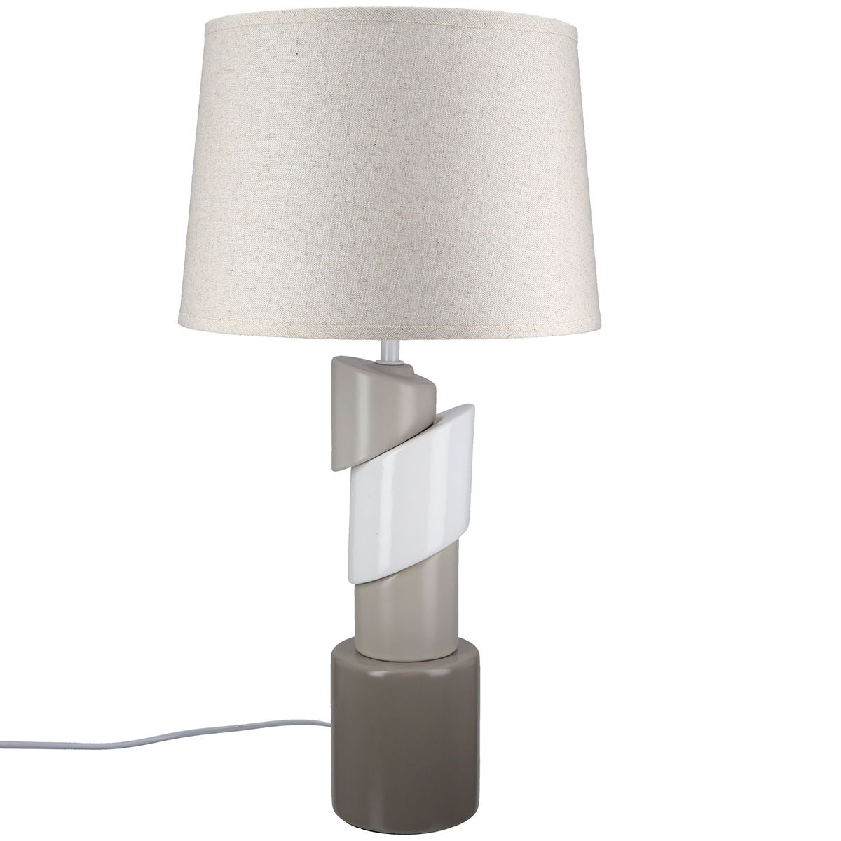 Tischlampe Palier Keramik Braun Creme Grau 54cm Rund