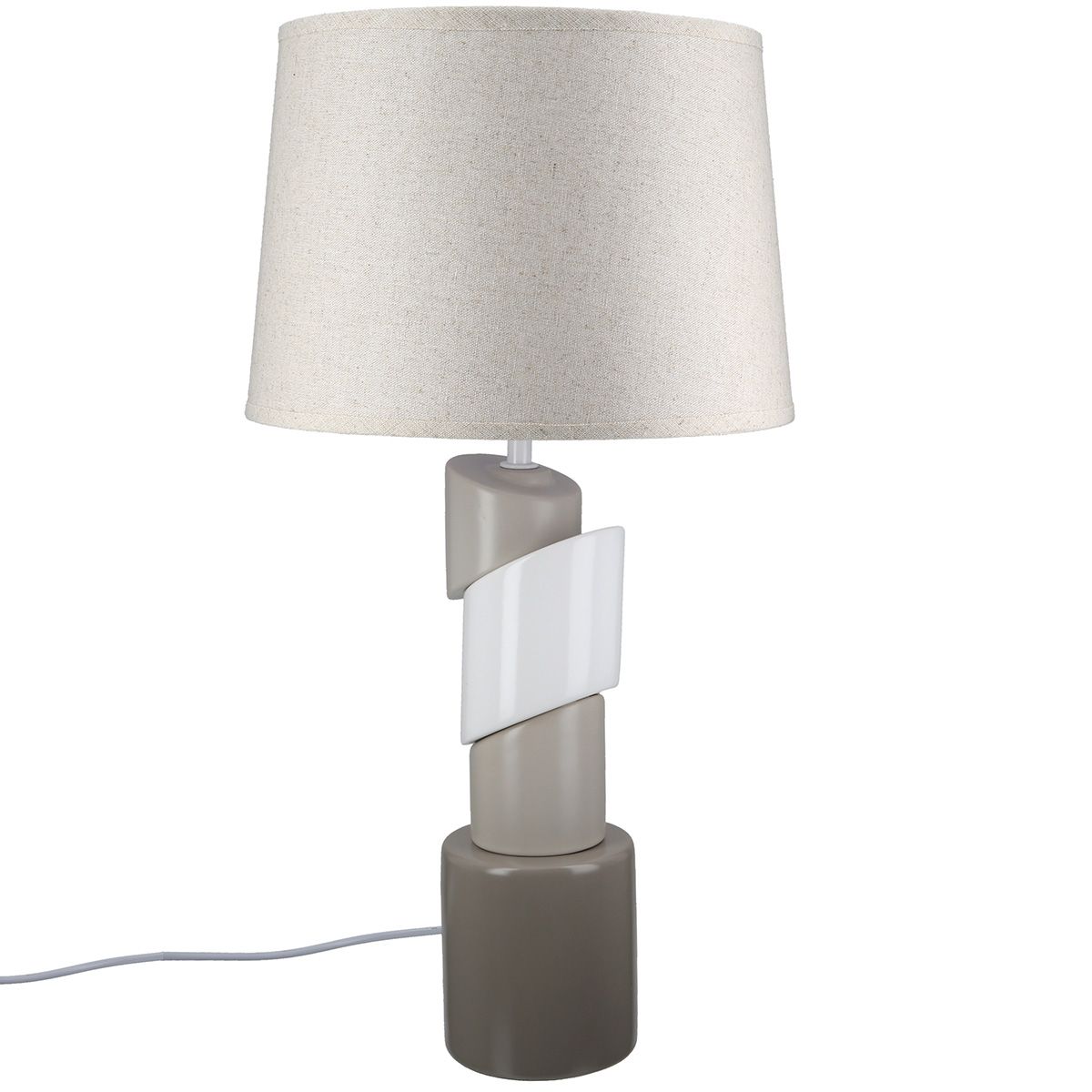Tischlampe Palier Keramik Braun Creme Grau 54cm Rund