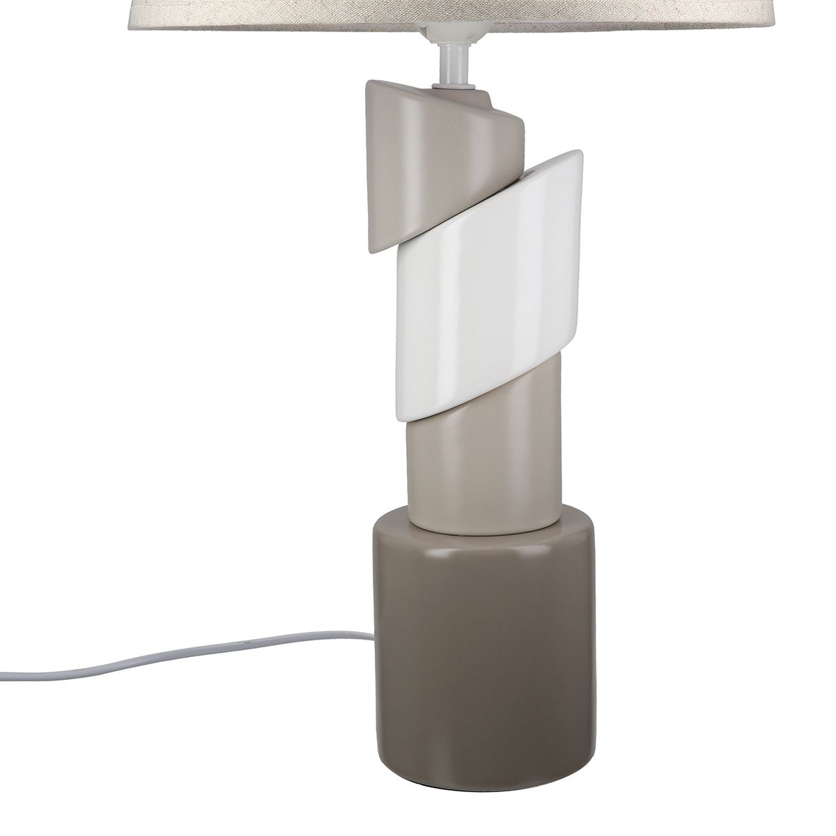 Tischlampe Palier Keramik Braun Creme Grau 54cm Rund