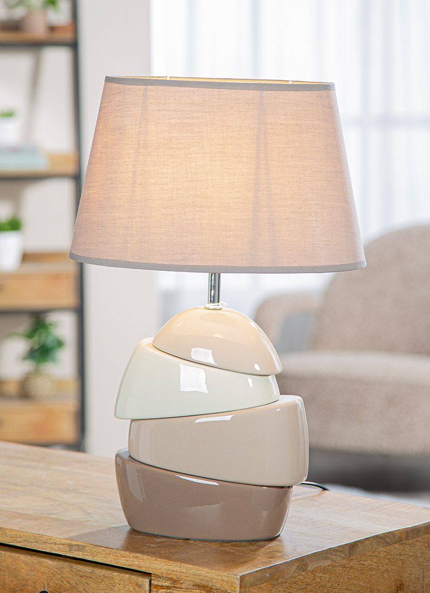 Tischlampe Semiasse Keramik Braun Grau 48cm Modern