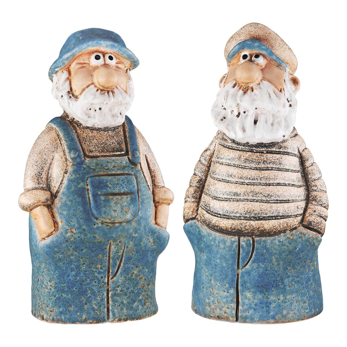 Zaunfigur Seemann Jakob 2er Set Keramik Blau Maritim 19 cm