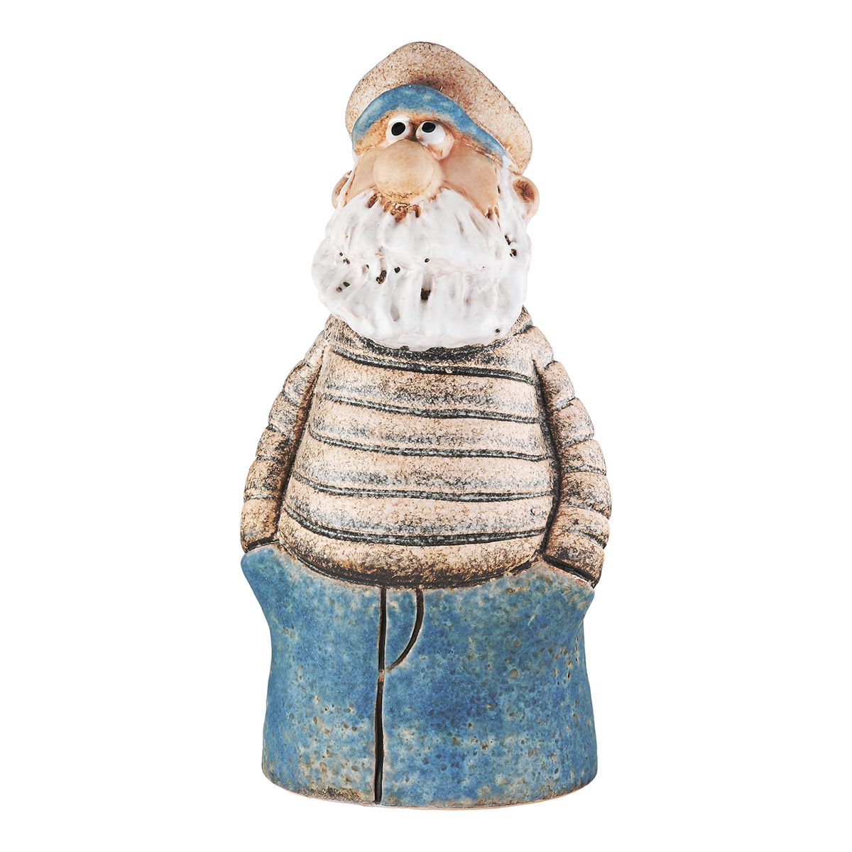 Zaunfigur Seemann Jakob 2er Set Keramik Blau Maritim 19 cm