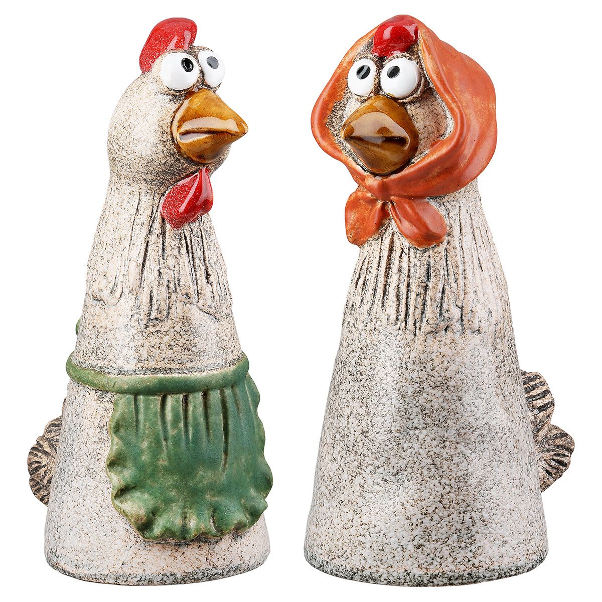 Set of 2 Hans & Hilde fence stools – ceramic figures for garden fence