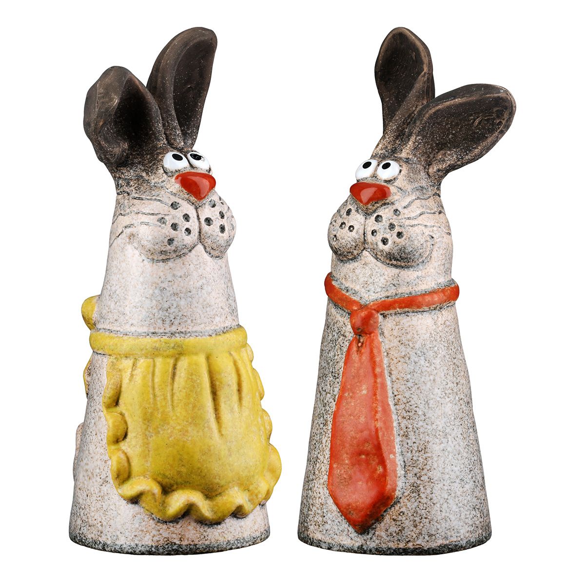 Zaunfigur Hasenpaar Klaus & Claudia – Keramik Dekofigur 2er-Set