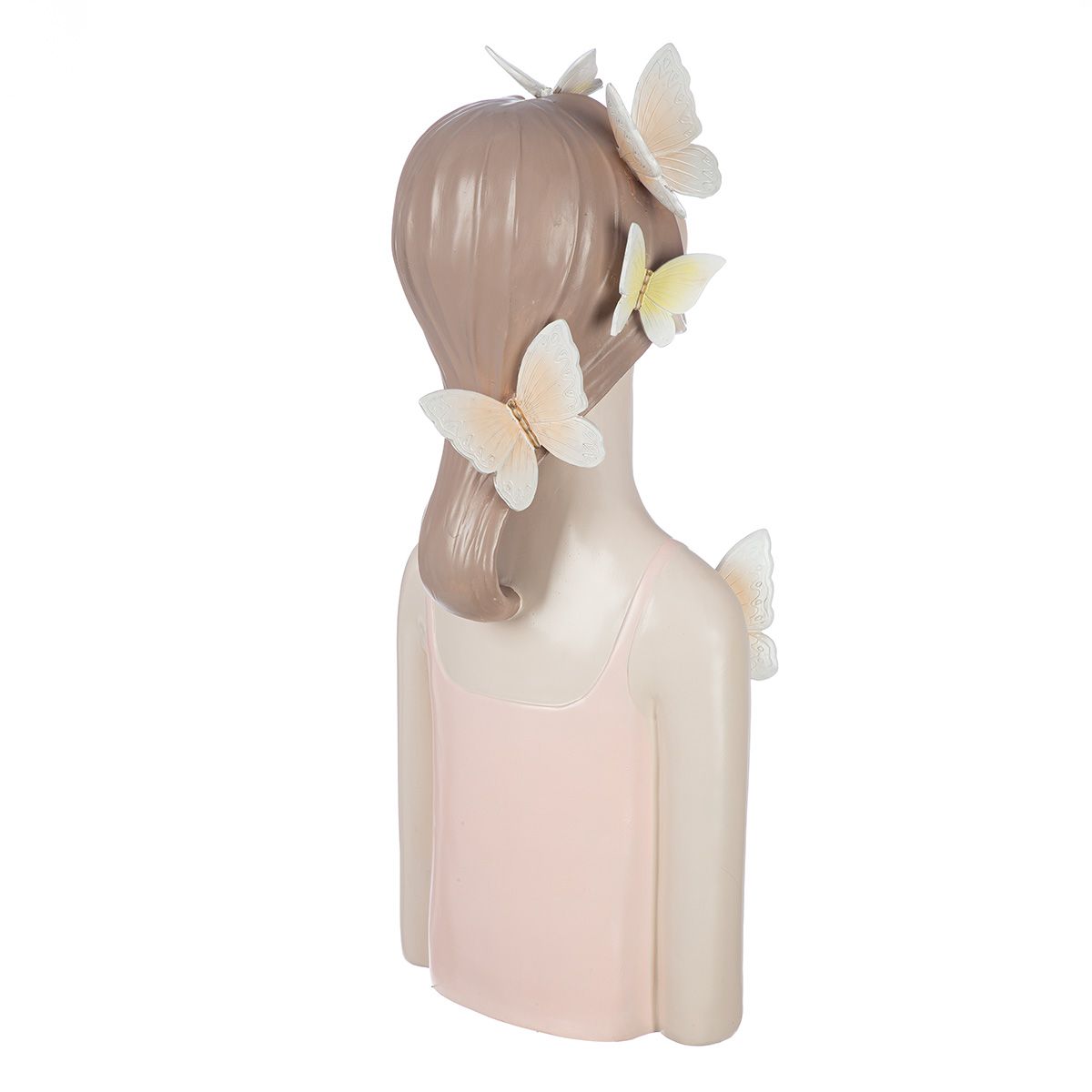 Dekofigur Lady Butterfly Höhe 60cm Schmetterlingsmotiv Kunstharz Rosa Weiß